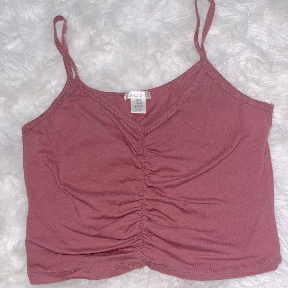 Pink bozzolo scrunched crop top